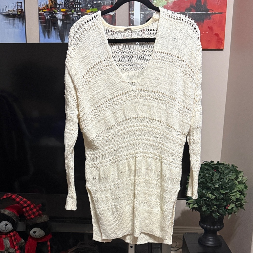 Free People Cream Knit Top Size S